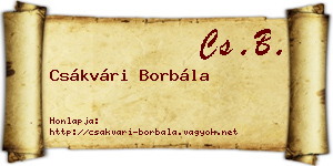 Csákvári Borbála névjegykártya